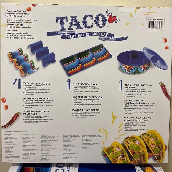 NWT Prepara 6 Piece White Blue Mexican Mosaic Melamine Taco Serving Gift Set - Picture 3 of 6